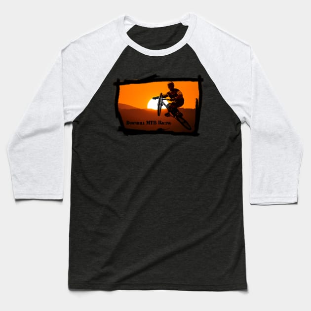 Downhill MTB Racing Baseball T-Shirt by declancarr